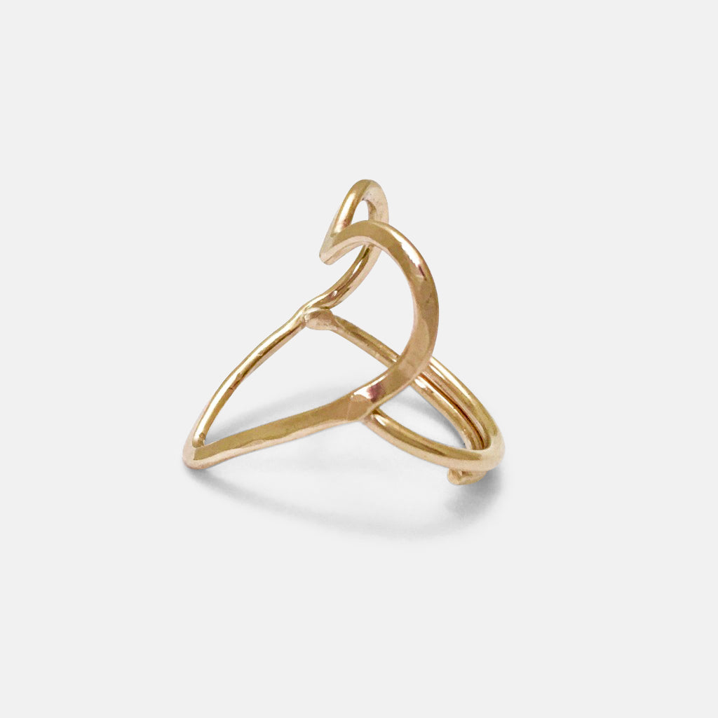Open Heart Ring, side view closeup