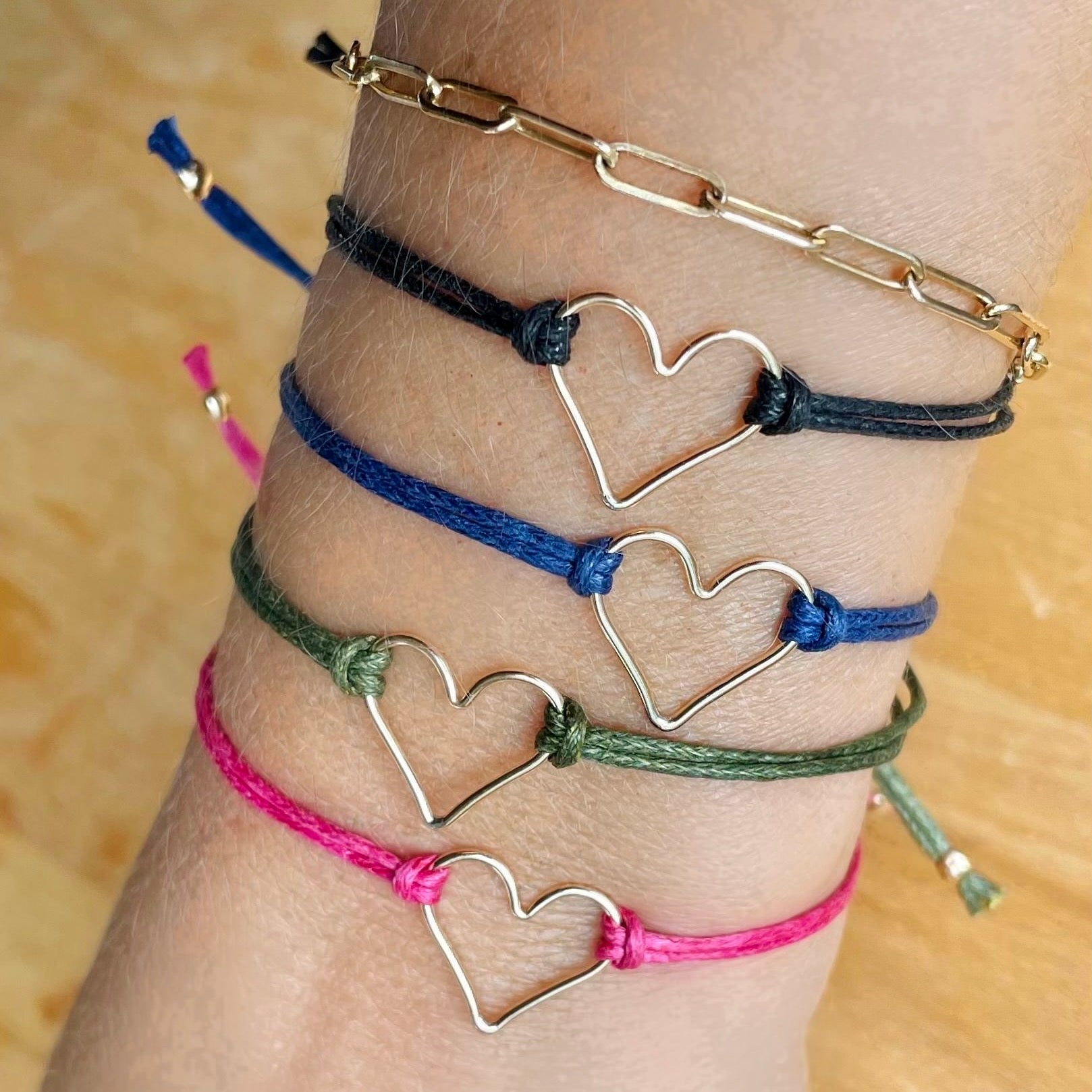 Jewel Tones 'Armed with Love' Bracelets, shown on model