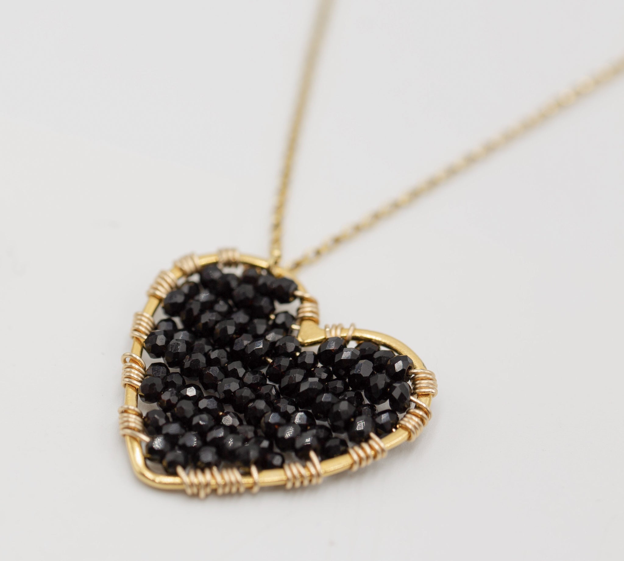 Onyx Love Drop Necklace, closeup image