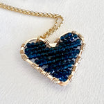 Sea Blue Love Drop Necklace, closeup image