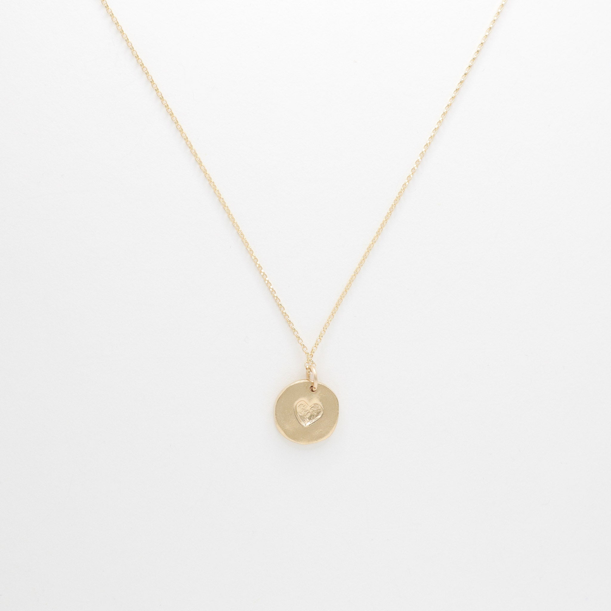 Gold Love Pendant Necklace, product image showing reverse side of charm