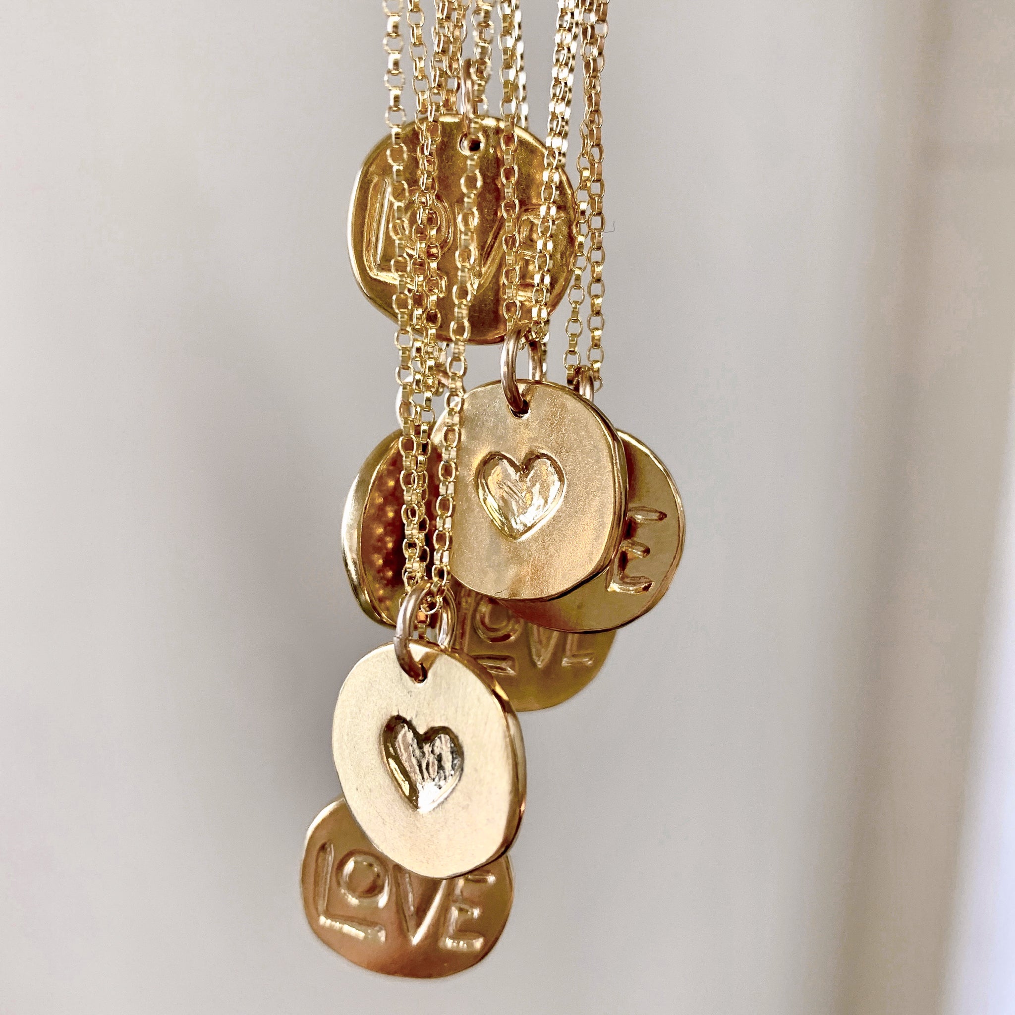 Gold Love Pendant Necklace, product group hanging display