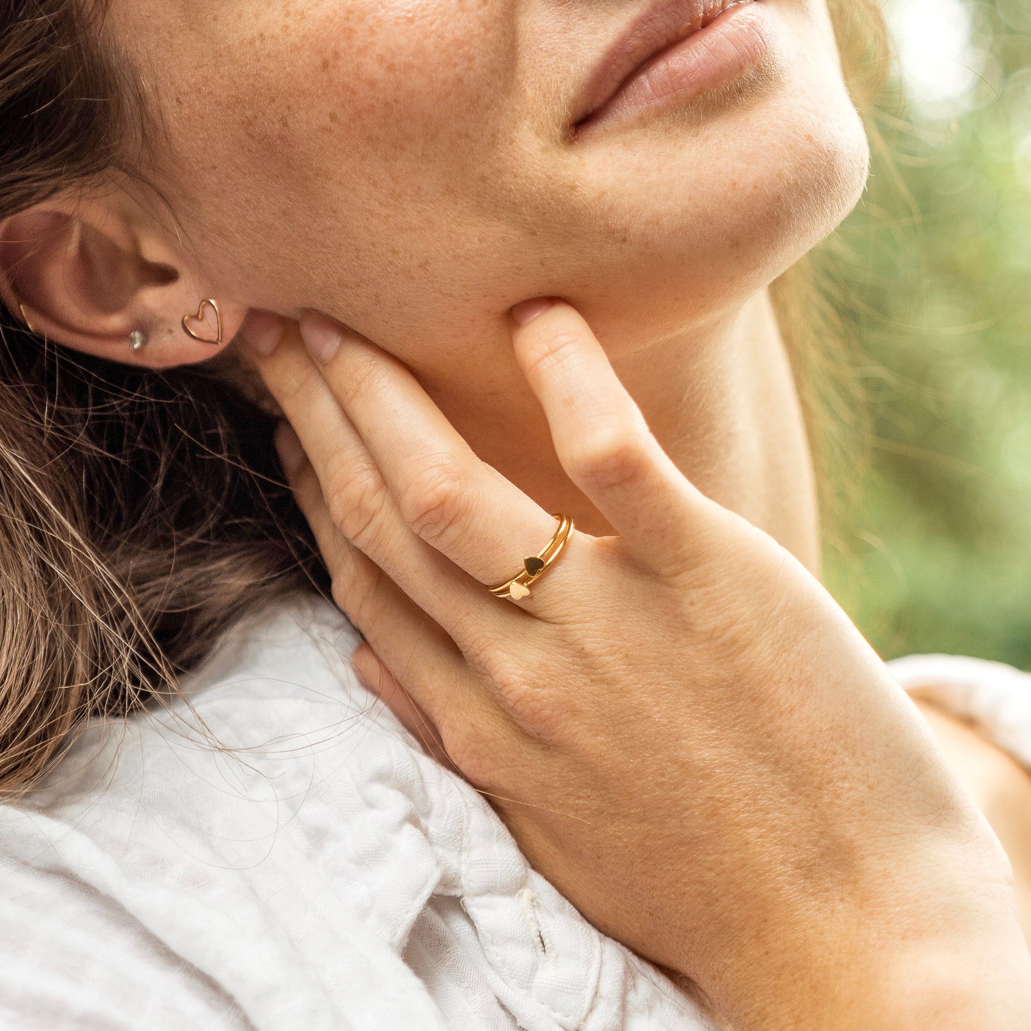 Love Stack Rings, Set of Two, shown on model