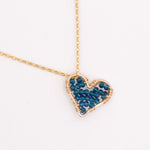 Sea Blue Mini Love Drop Necklace, closeup image