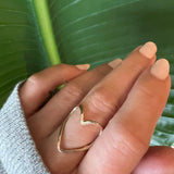 Gold Open Heart Ring, shown on model