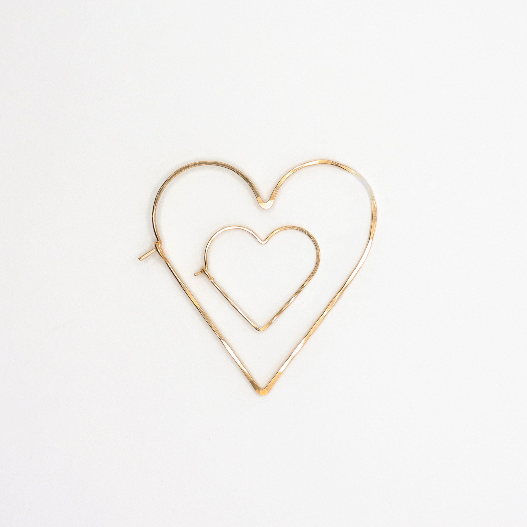 Gold Heart Hoop Earrings, Size Comparison