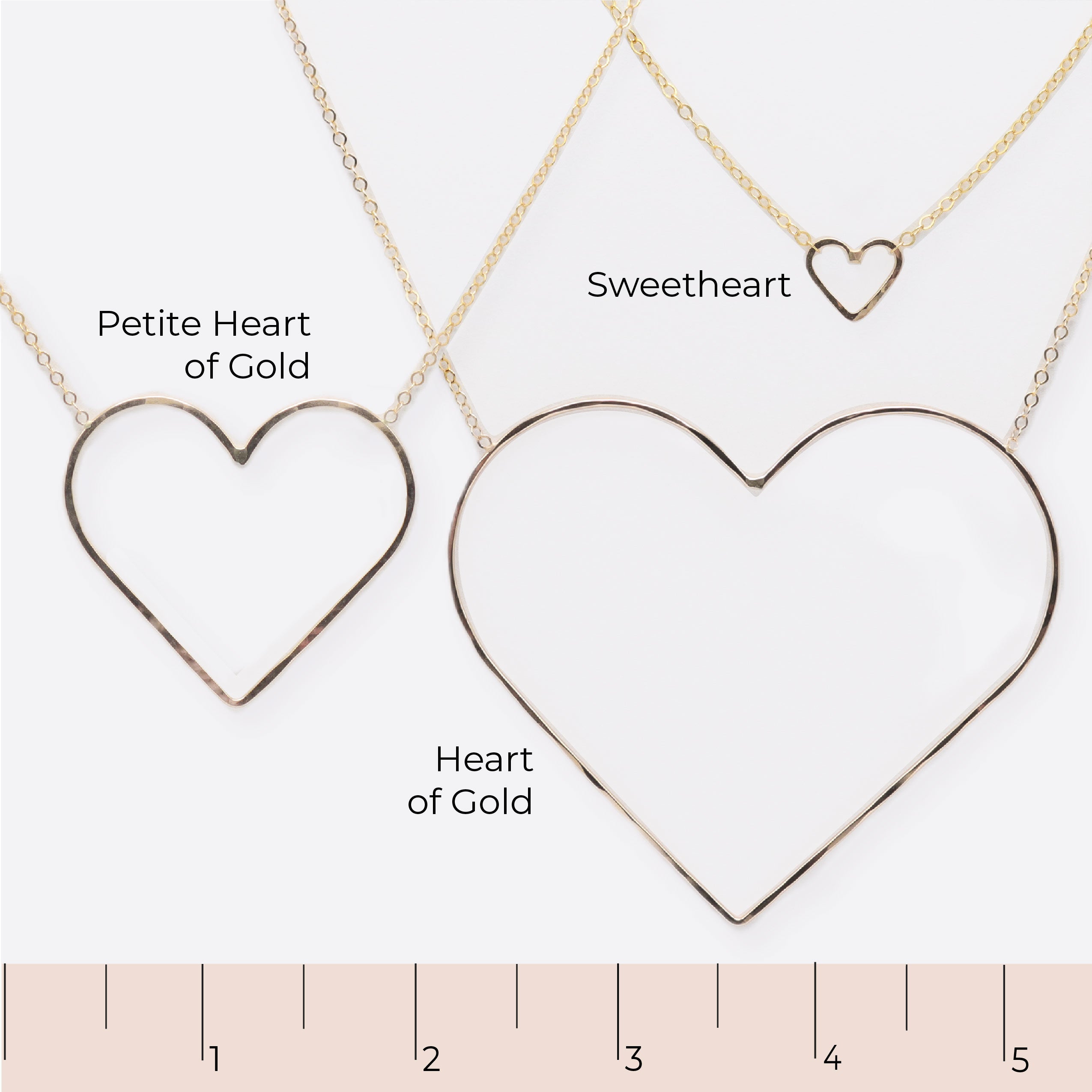 Heart Necklaces Size Guide