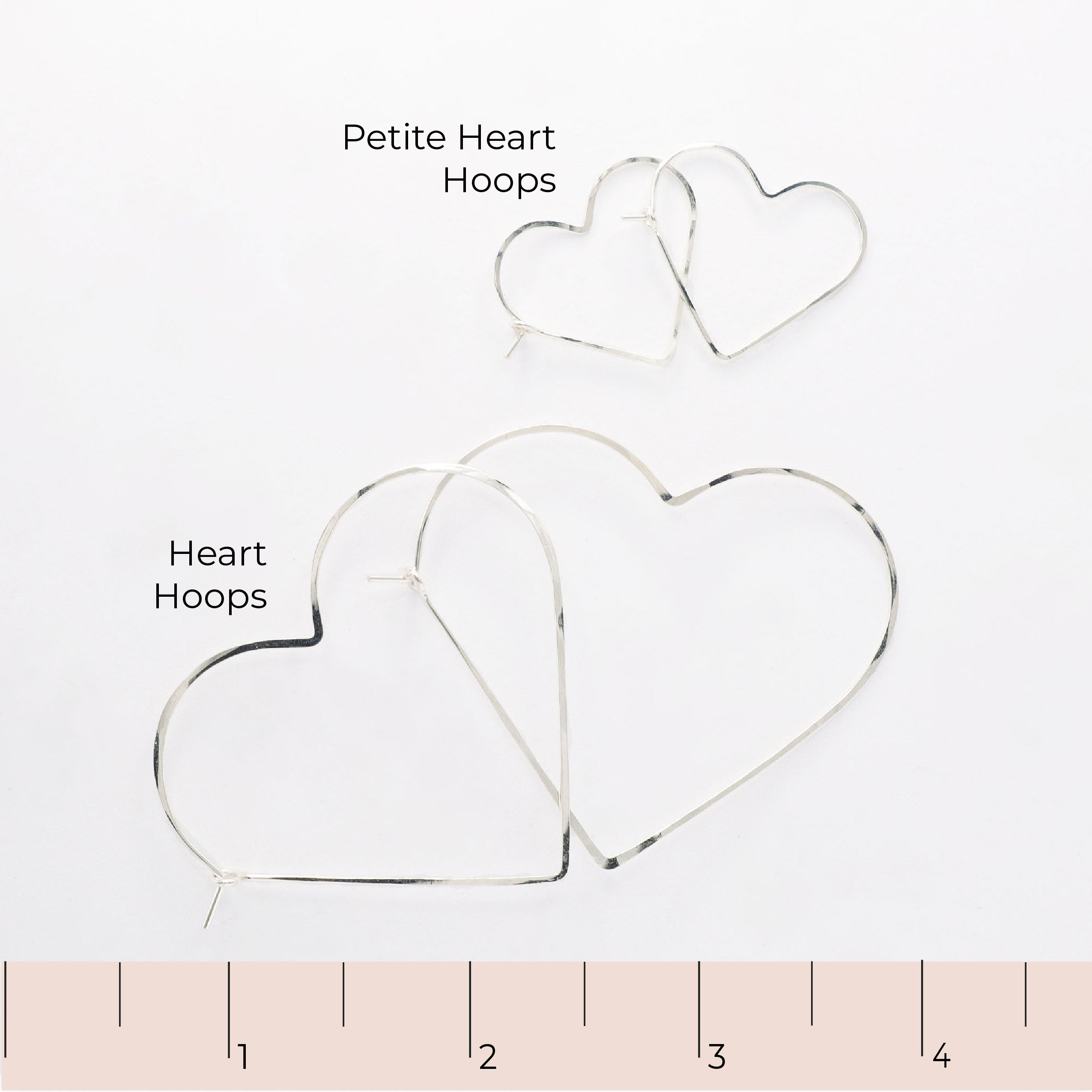 Petite Heart Hoop Earrings, Size Guide