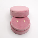 Fine Jewelry Line: Tiny Heart Stud Earrings in pink velvet gift box