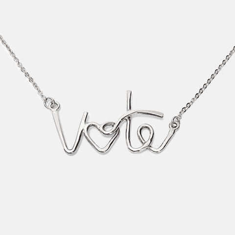 Silver Vote Necklace, closeup image