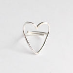 Silver Open Heart Ring, closeup image