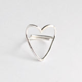 Silver Open Heart Ring, closeup image